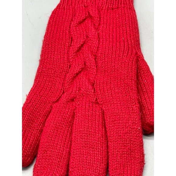 Gloves red fuzzy acrylic blend one size knitted thick READ - Picture 4 of 5